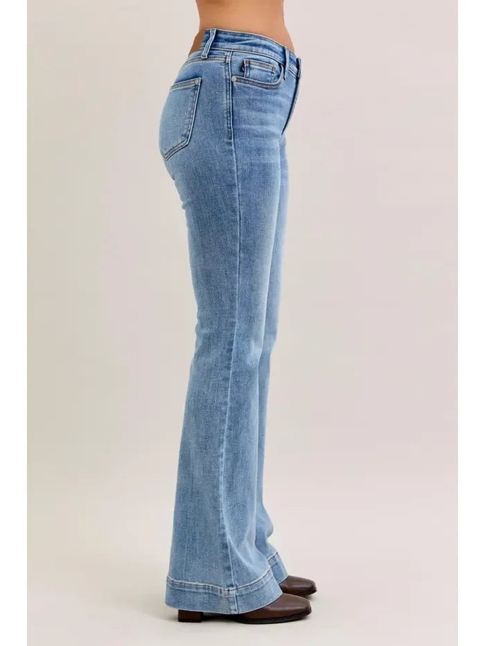 Judy Blue High Waisted Flare Tummy Control Double Button