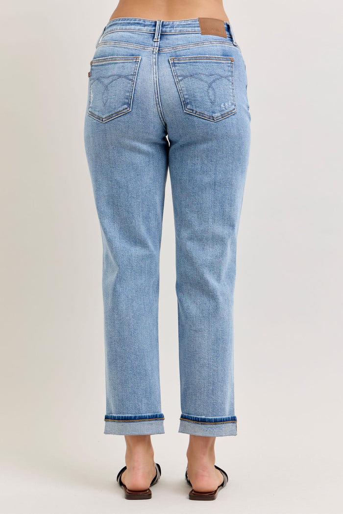 Judy Blue Mid Rise with Distruction & Cuff Judy Blue Jean