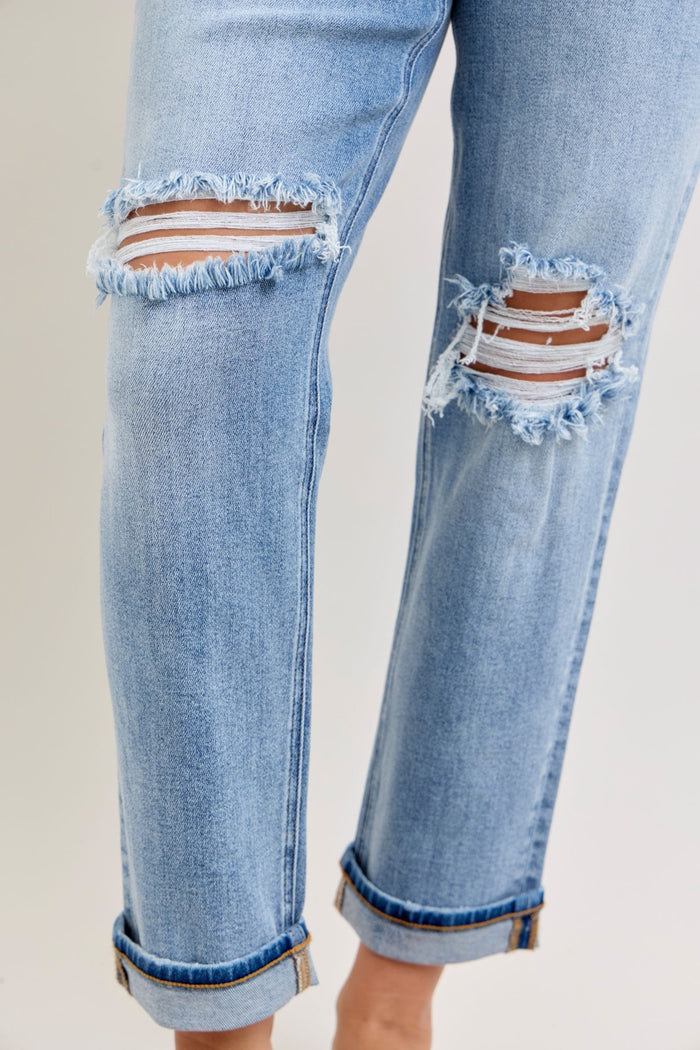 Judy Blue Mid Rise with Distruction & Cuff Judy Blue Jean