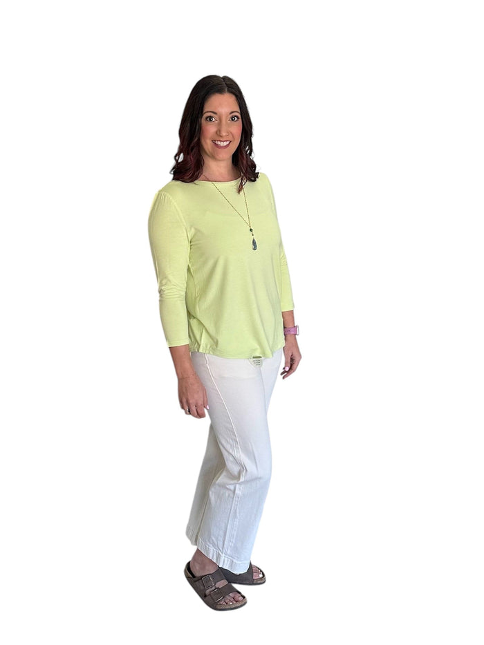 JuJu Buttery Soft 3/4 Sleeve HI LO Hem Tee Pine Apparel Casual Top