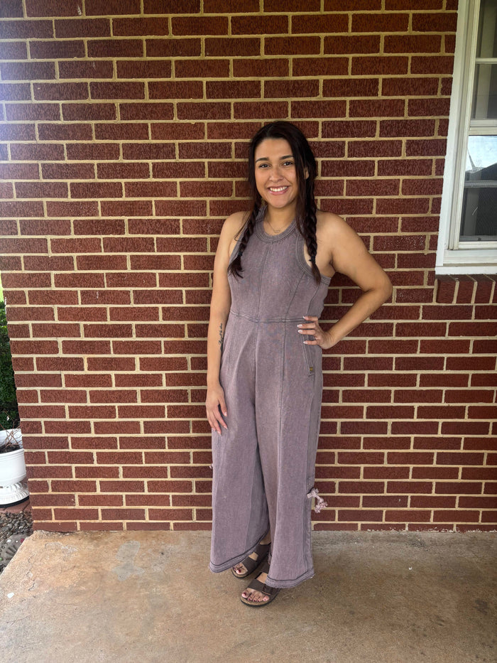 Jumpsuit Washed Dark Grey by Simply Southern Simply Southern Romper