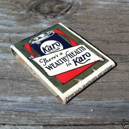 KARO SYRUP Matchbook Matches 1930s