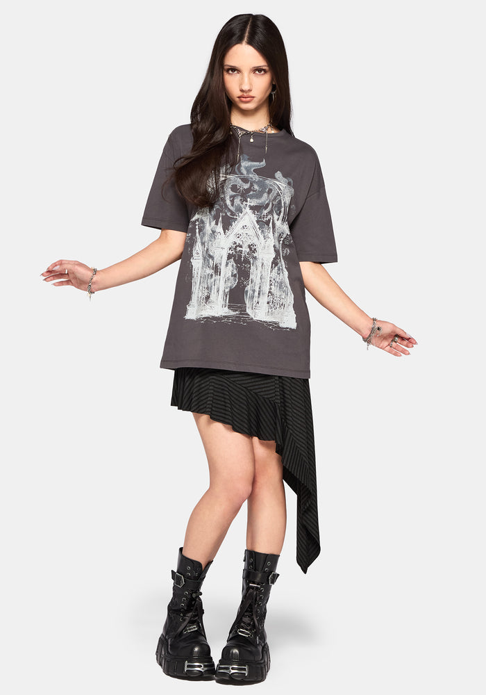 Kayla Stripe Asymmetric Mini Skirt