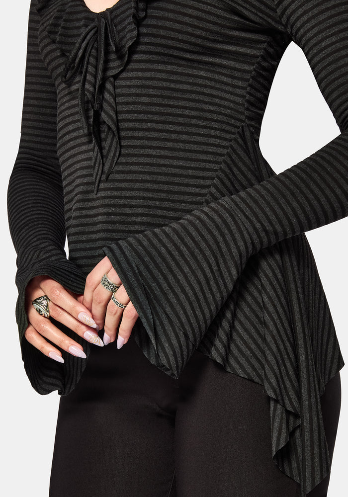 Kayla Stripe Frill Jersey Top