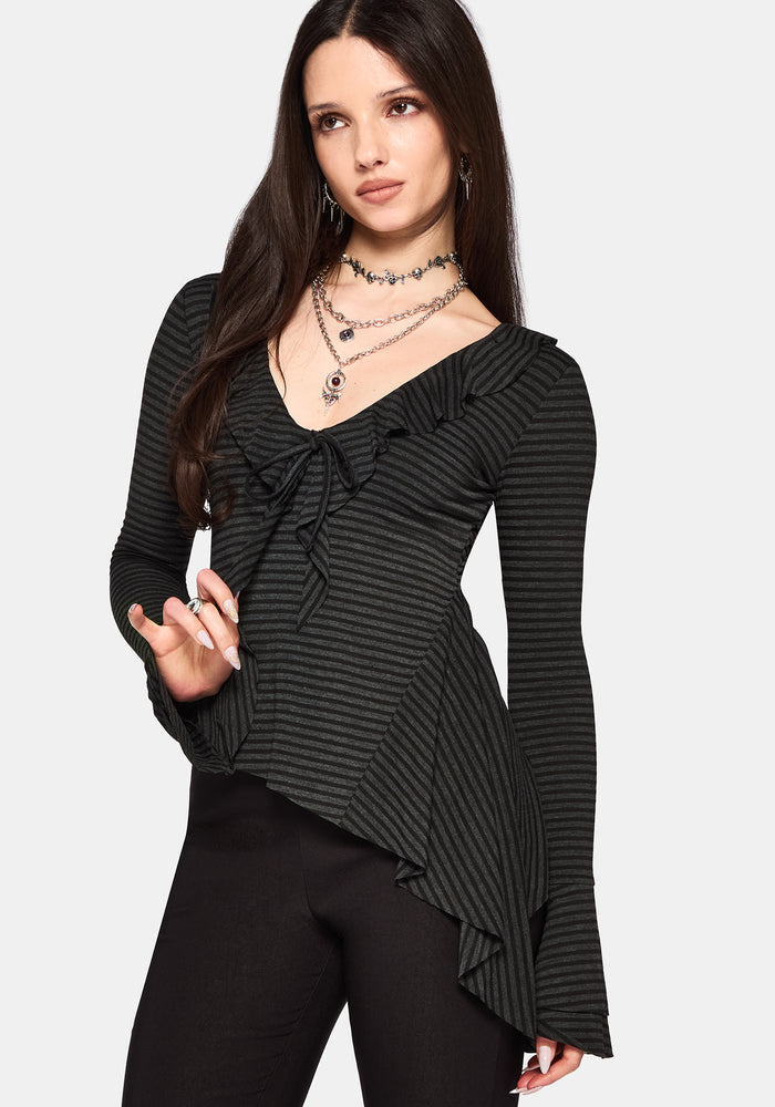 Kayla Stripe Frill Jersey Top