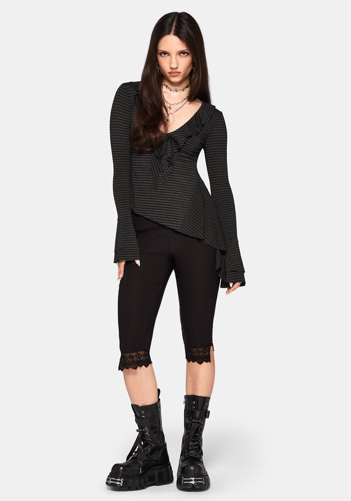 Kayla Stripe Frill Jersey Top