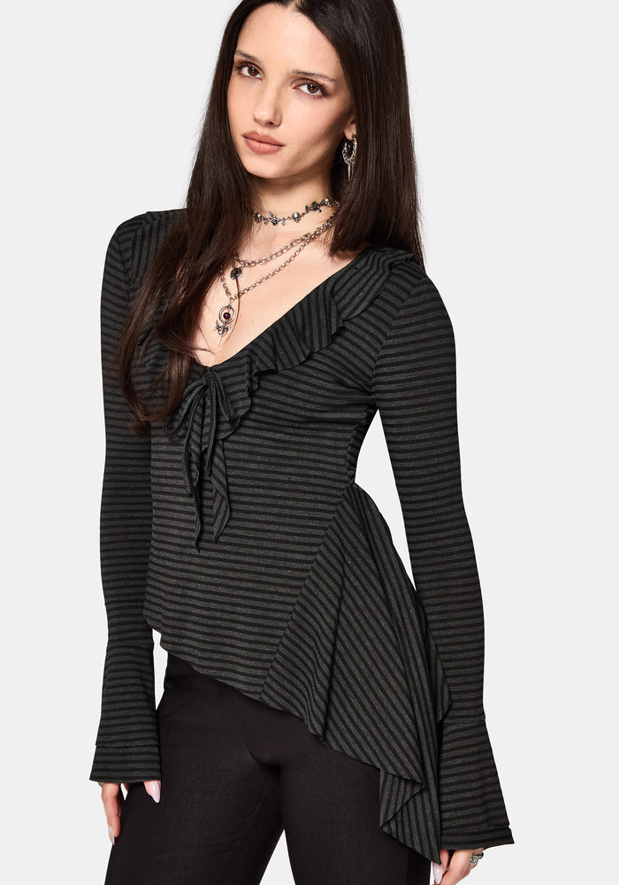 Kayla Stripe Frill Jersey Top