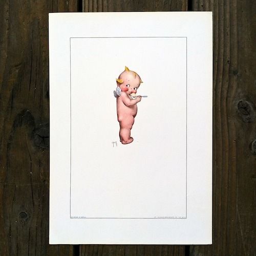 KEWPIE Ice Cream Spoon Art Lithograph Print 1915