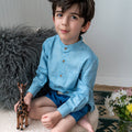 Kids Cotton Malam Shirt - Light Indigo