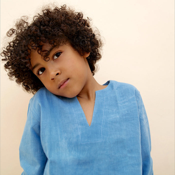 Kids Cotton Mali Shirt - Light Indigo
