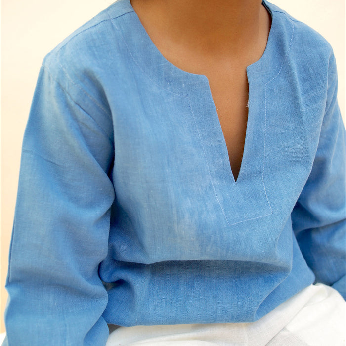 Kids Cotton Mali Shirt - Light Indigo