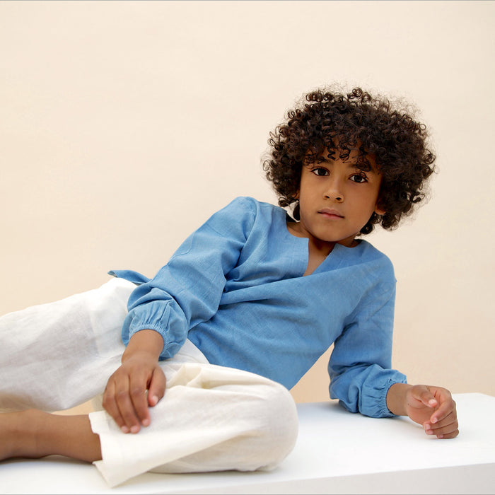 Kids Cotton Mali Shirt - Light Indigo