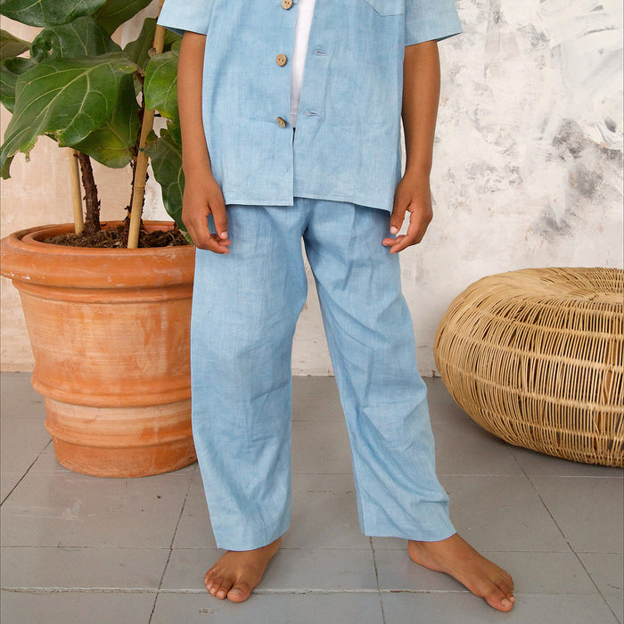 Kids Cotton Remi Trousers - Light Indigo