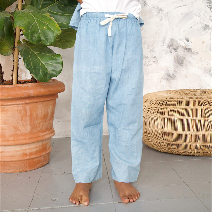 Kids Cotton Remi Trousers - Light Indigo