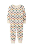 Kids Long John Pajama Set In HannaSoft - Flowers Ecru