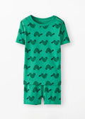 Kids Short John Pajama Set In HannaSoft - Green Turtles