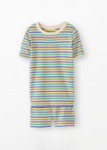Kids Short John Pajama Set In HannaSoft - Multi Stripe