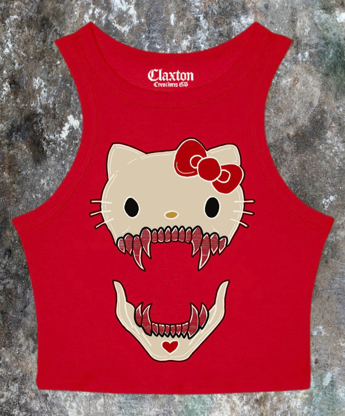 Killer🔪Kitty🐱 Crop Tank Tee🎀 Claxton Creations GB
