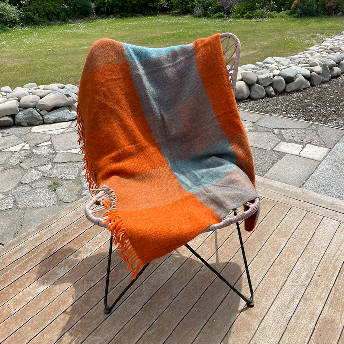 Klippan - Lambswool and Gotland Check Throw Orange