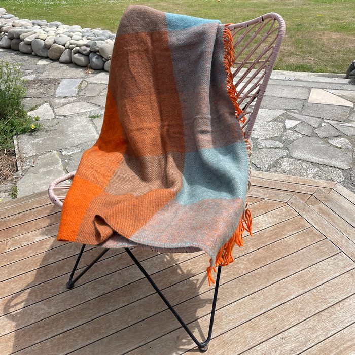 Klippan - Lambswool and Gotland Check Throw Orange