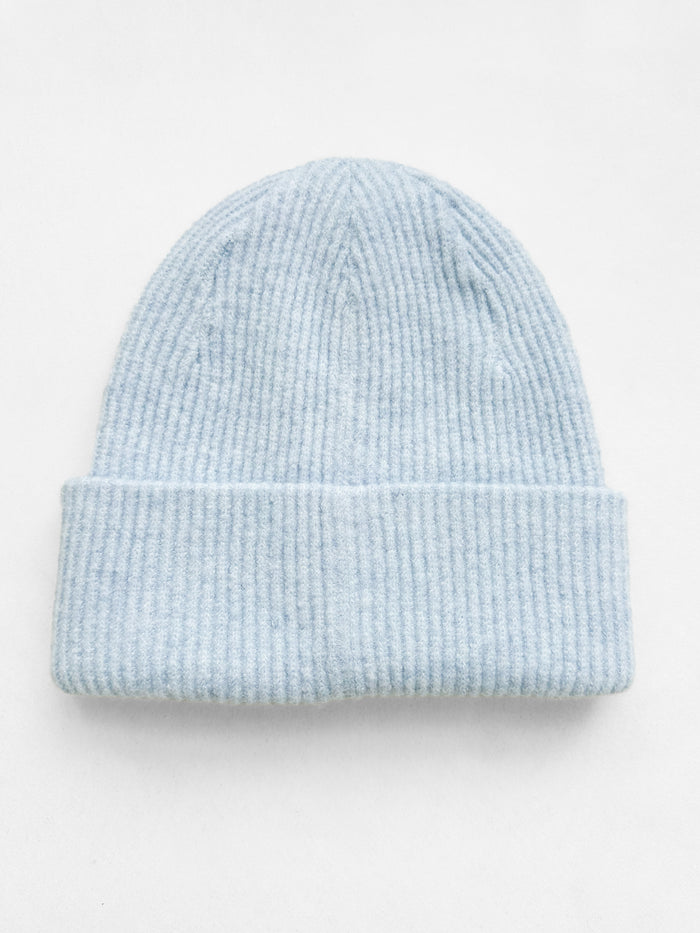 Label Knitted Beanie - Baby Blue