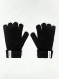 Label Knitted Gloves - Black