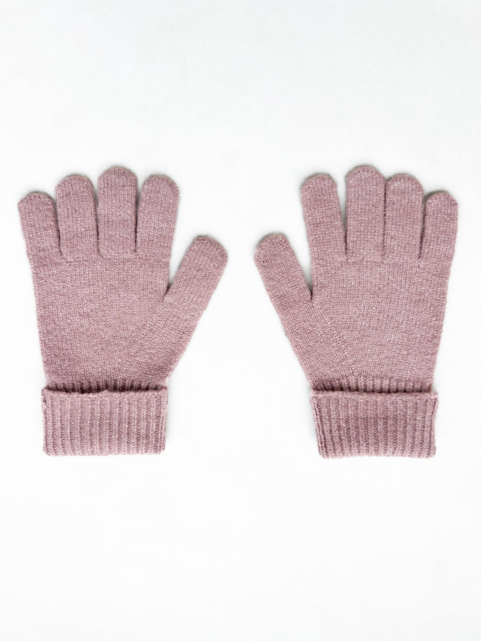 Label Knitted Gloves - Dusty Pink