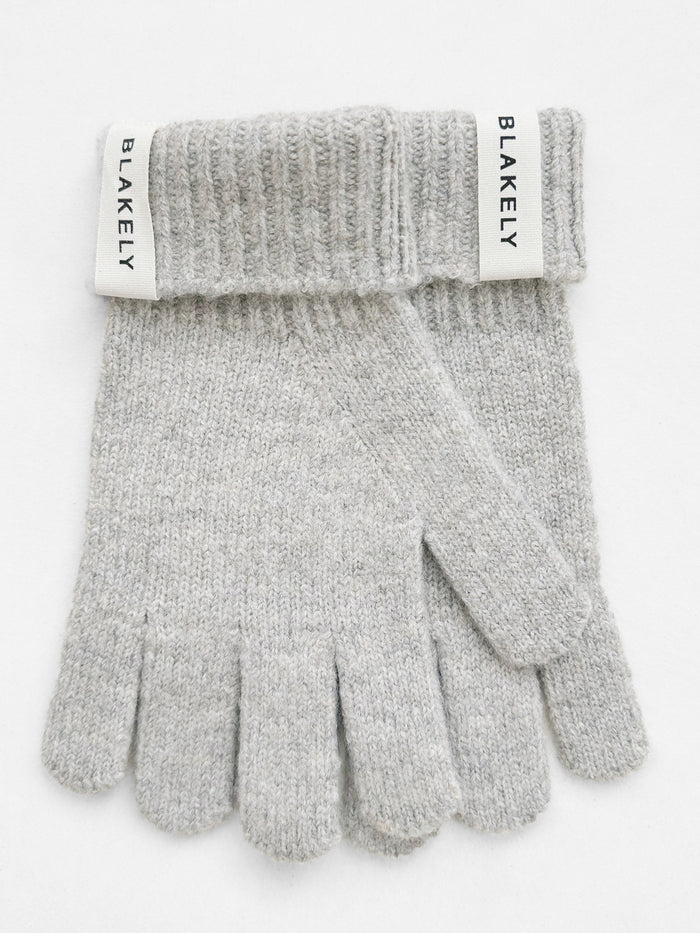 Label Knitted Gloves - Marl Grey