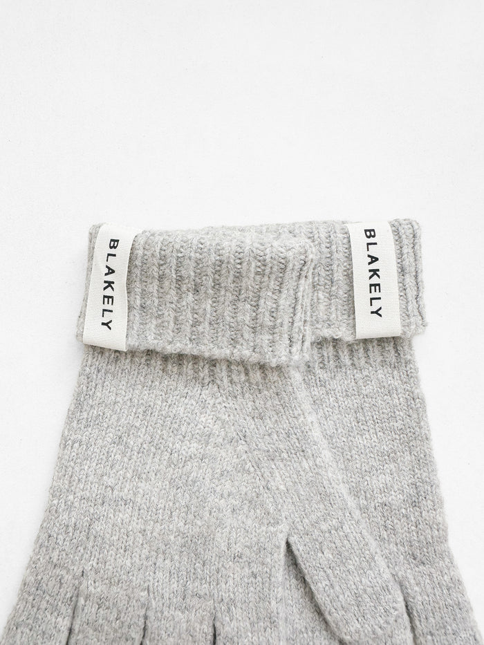 Label Knitted Gloves - Marl Grey