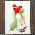 LADY GOLFER Victorian Lithograph Print 1908