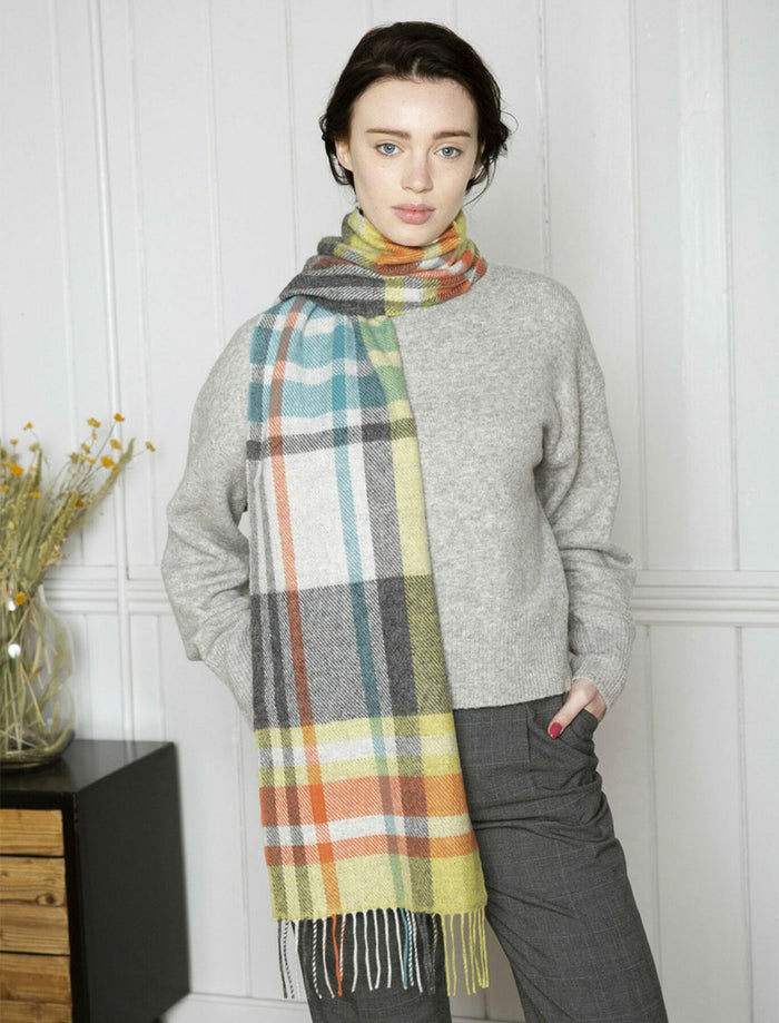 Lambswool Scarf - Bright Warp Weft Stripe #color_bright-warp-weft-stripe