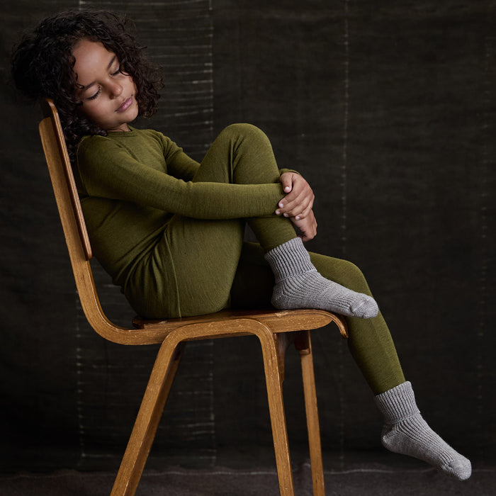 Lark Baby & Kids Top - Merino Wool & Silk - Seaweed