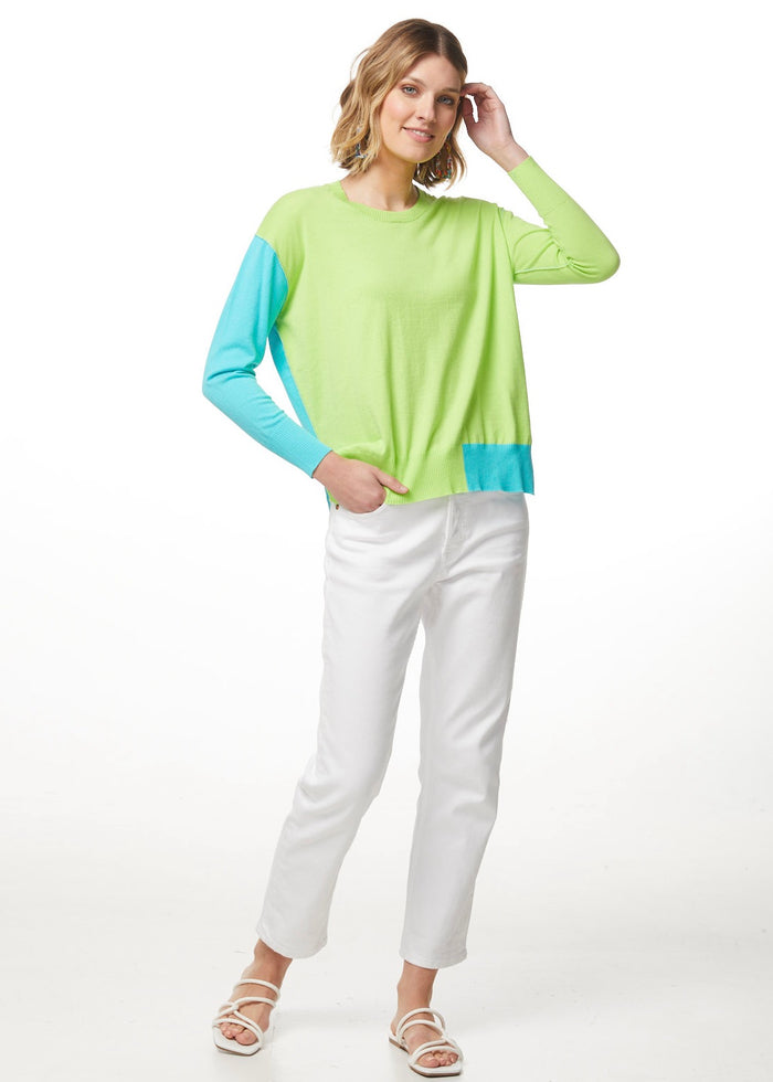 LD & Co - Colour Block Jumper - Lime - LC5574