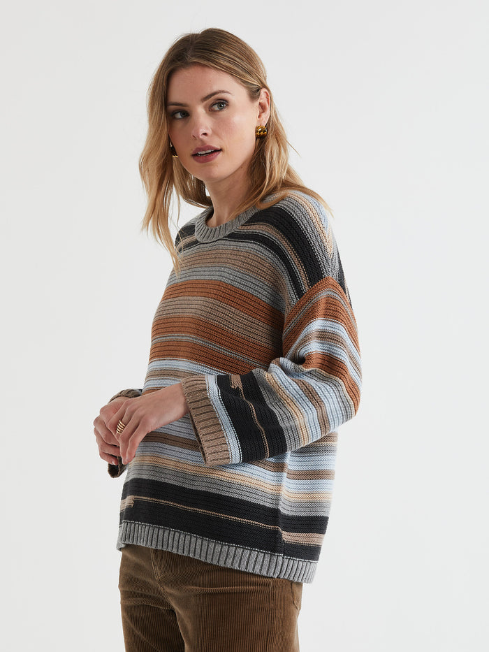 LD&CO - Multi Stripe Jumper - Midgrey - LC7165