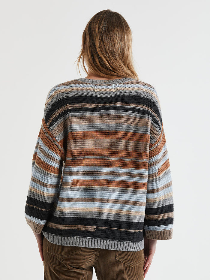 LD&CO - Multi Stripe Jumper - Midgrey - LC7165