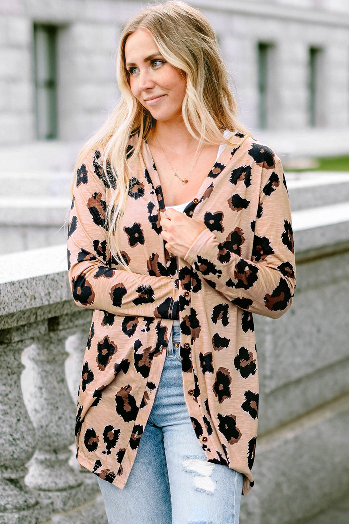 Leopard Printed Open Front Cardigan - LEOPARD / S / 95% POLYESTER + 5% ELASTANE - Sweaters & Cardigans/Cardigans