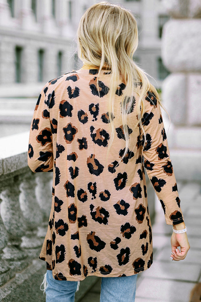 Leopard Printed Open Front Cardigan - Sweaters & Cardigans/Cardigans