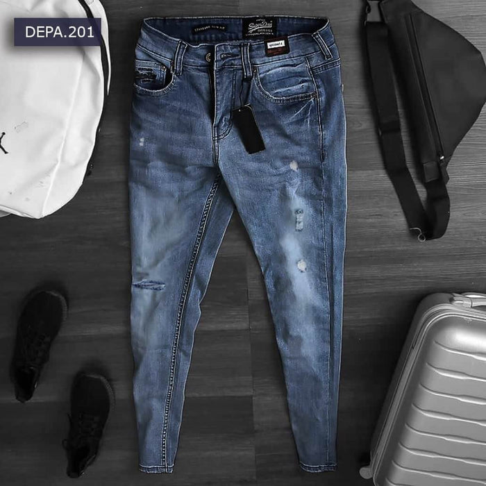 Close-up Distressed Denim Texture – Men’s Jeans - 3403