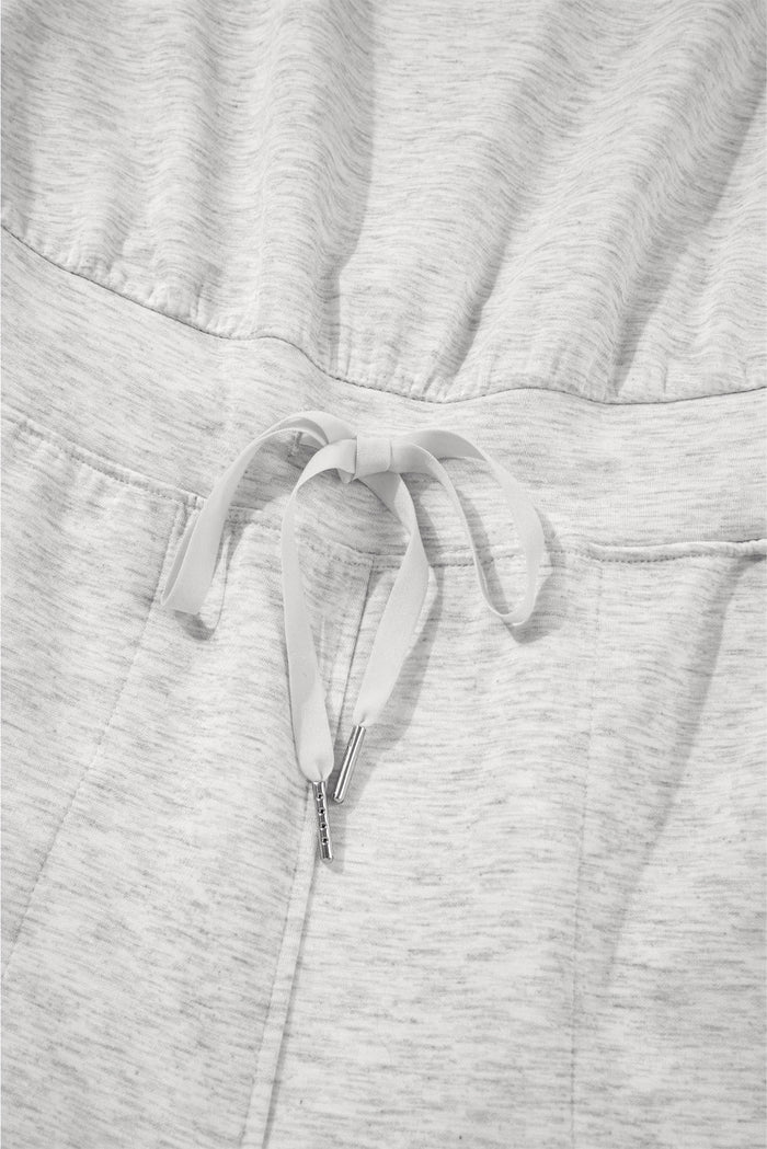 Light Grey Solid Colour Crew Neck Drawstring High Waist Sleeveless Jumpsuit - Bottoms/Jumpsuits & Rompers