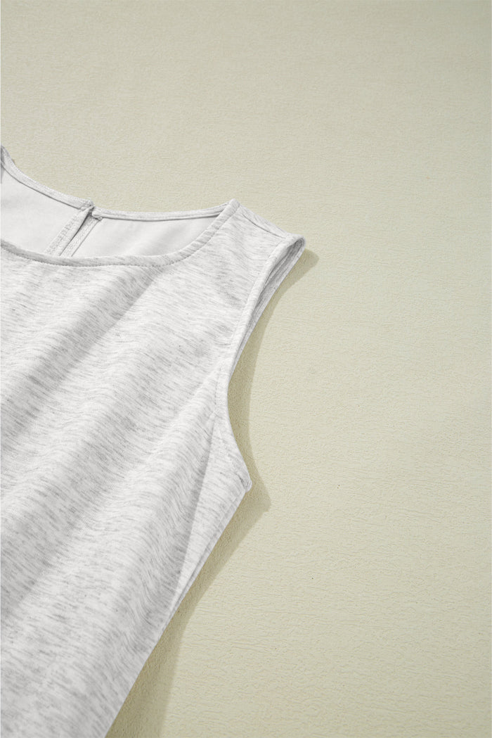 Light Grey Solid Colour Crew Neck Drawstring High Waist Sleeveless Jumpsuit - Bottoms/Jumpsuits & Rompers