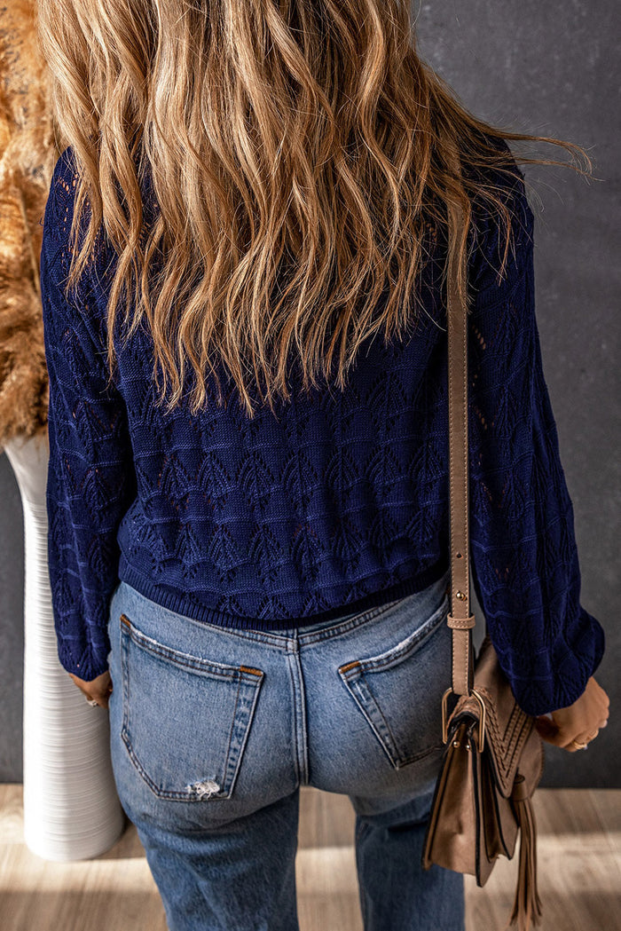 Lightweight Buttoned Front Crochet Cardigan - Sweaters & Cardigans/Cardigans