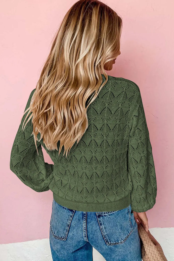 Lightweight Buttoned Front Crochet Cardigan - Sweaters & Cardigans/Cardigans