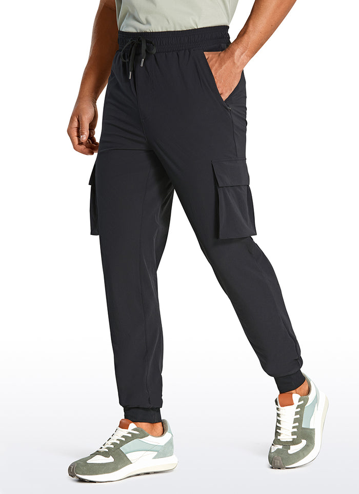 CRZ YOGA Men's Hiking Slim Fit Lightweight Cargo Joggers 30" Black