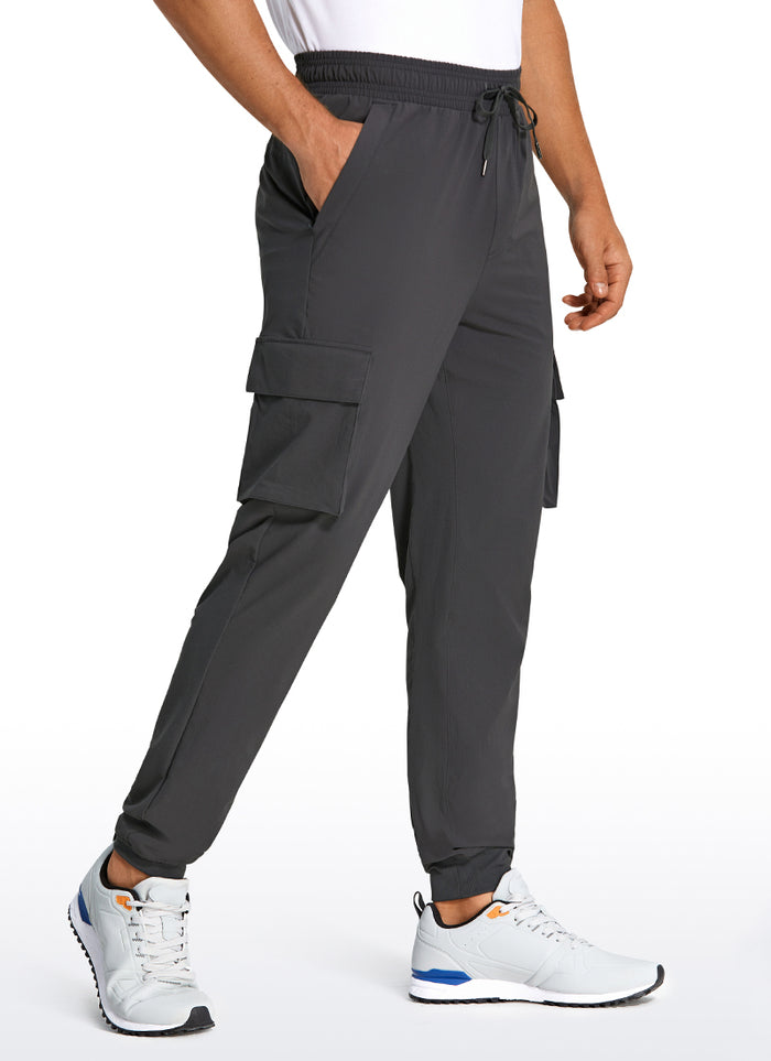 CRZ YOGA Men's Hiking Slim Fit Lightweight Cargo Joggers 30" Ink Gray