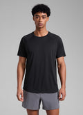 CRZ YOGA Men's Running Classic Fit Shirts Lightweight Short Sleeves Black