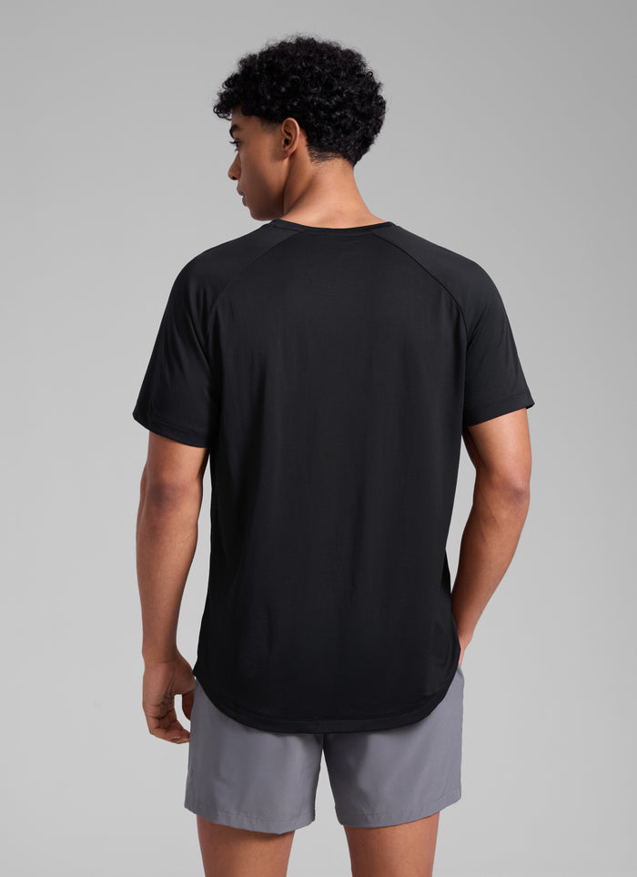 CRZ YOGA Men's Running Classic Fit Shirts Lightweight Short Sleeves Black