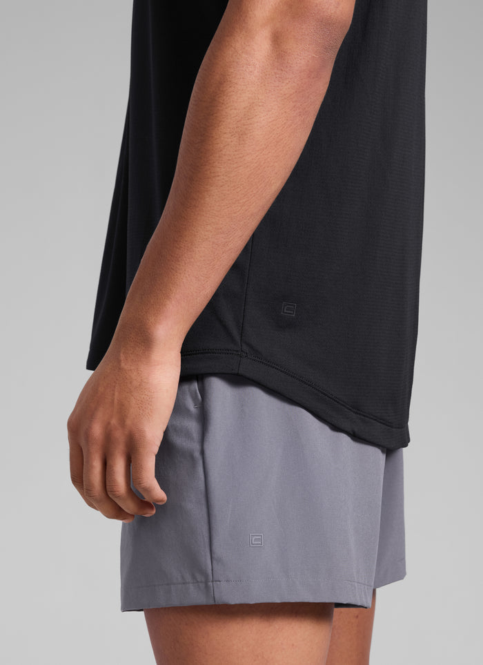 CRZ YOGA Men's Running Classic Fit Shirts Lightweight Short Sleeves Black