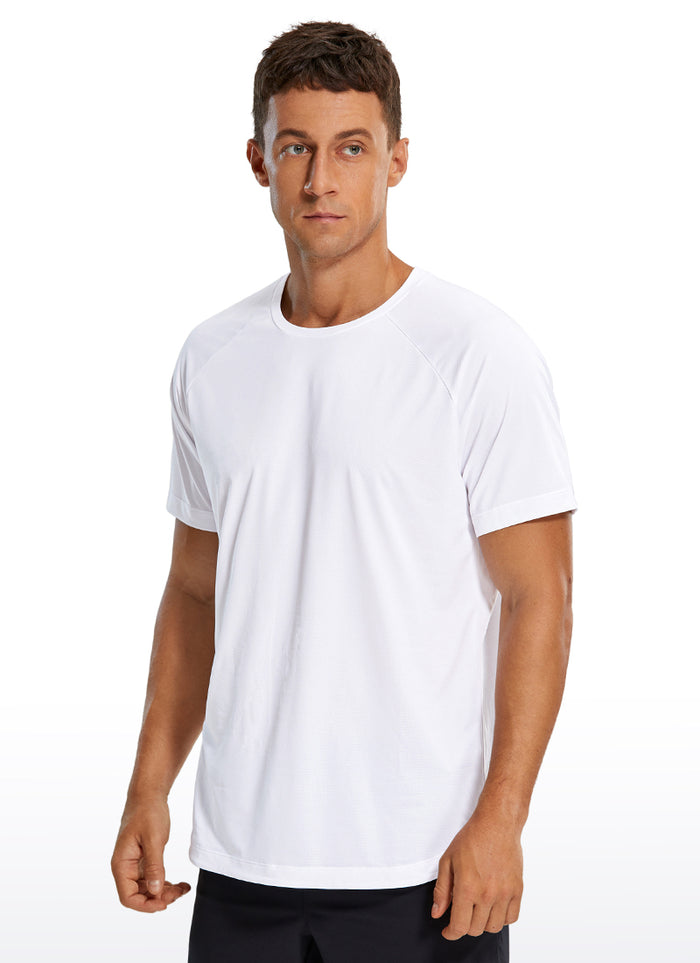 CRZ YOGA Men's Running Classic Fit Shirts Lightweight Short Sleeves White