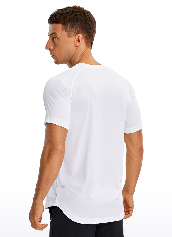 CRZ YOGA Men's Running Classic Fit Shirts Lightweight Short Sleeves White