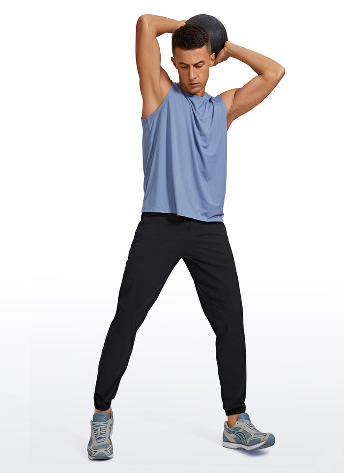 CRZ YOGA Men's Running Slim Fit Lightweight Joggers 29"-Zipper Pockets Black